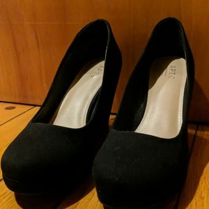 Wedge suede black dress shoes